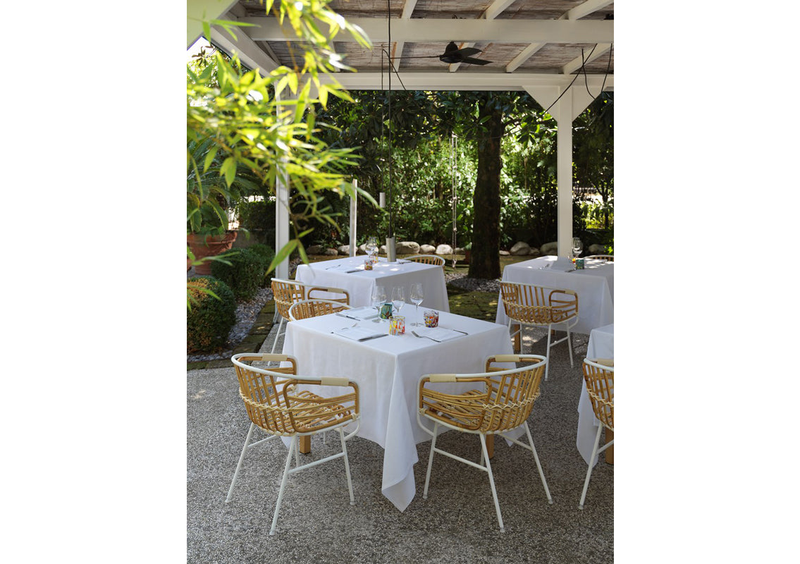 Raphia Rattan Outdoor Armrest Chair