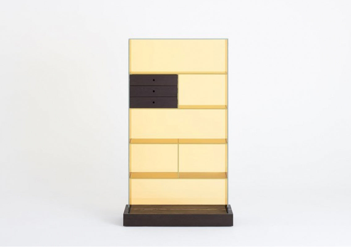 Mandarin Glass Shelving Unit with Drawers
