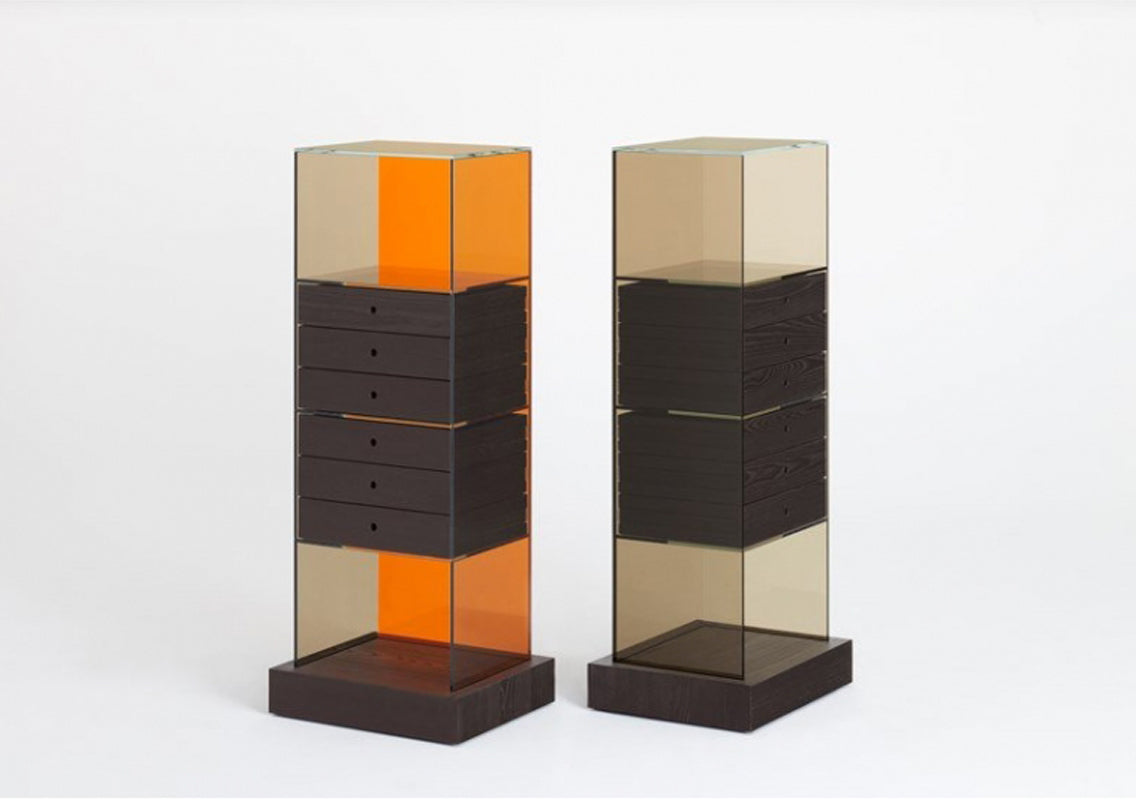 Mandarin Glass Shelving Unit with Drawers