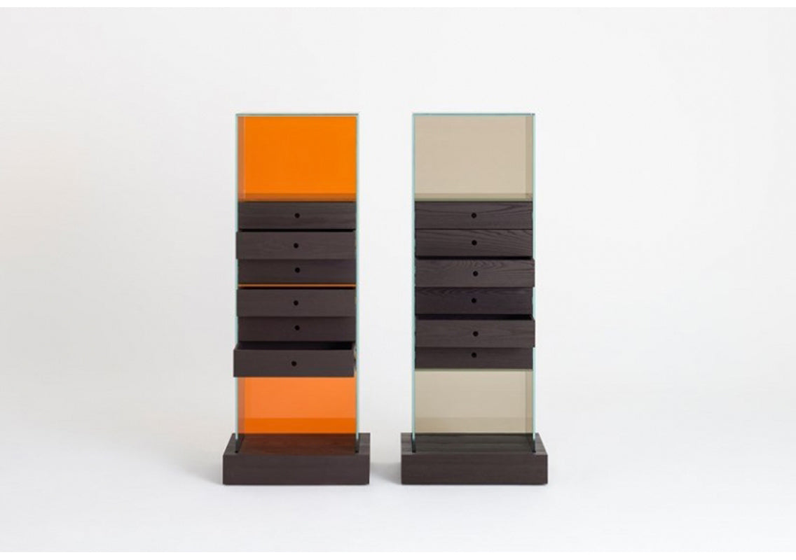 Mandarin Glass Shelving Unit with Drawers