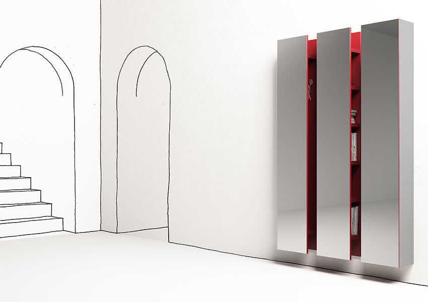 Ambrogio Coat Closet with Mirrored Door & Side