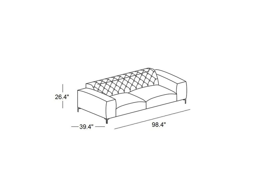 Boston Capitonné Sofa 98" - Supersuede 86 Fabric (Quick Ship)