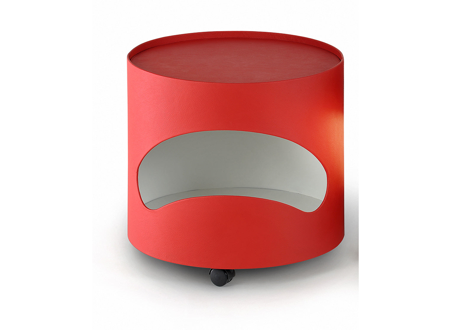 Robo 40P/40PL Low Cylindrical Container On Wheels With Leather Upholstery