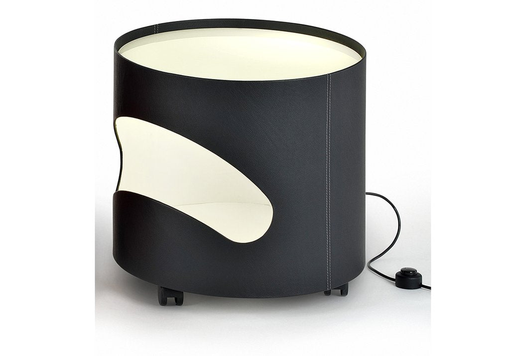 Robo 40P/40PL Low Cylindrical Container On Wheels With Leather Upholstery