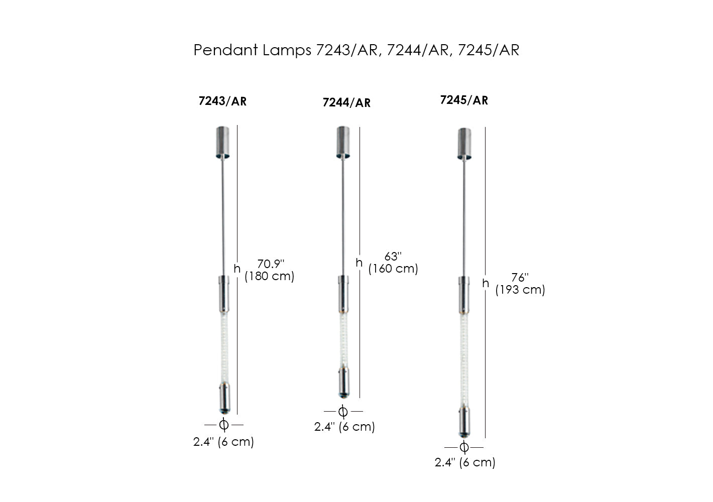 Pendant Lamps 7243/AR, 7244/AR, 7245/AR