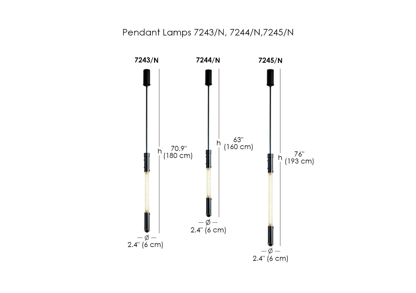 Pendant Lamps 7243/N, 7244/N, 7245/N