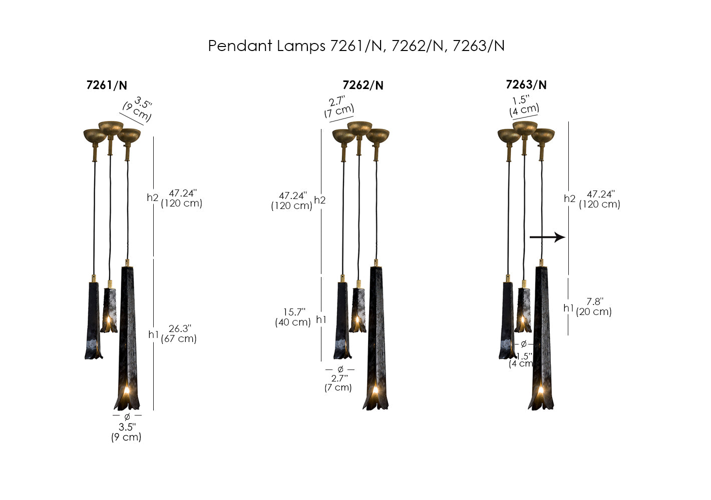 Pendant Lamps 7261/N, 7262/N, 7263/N