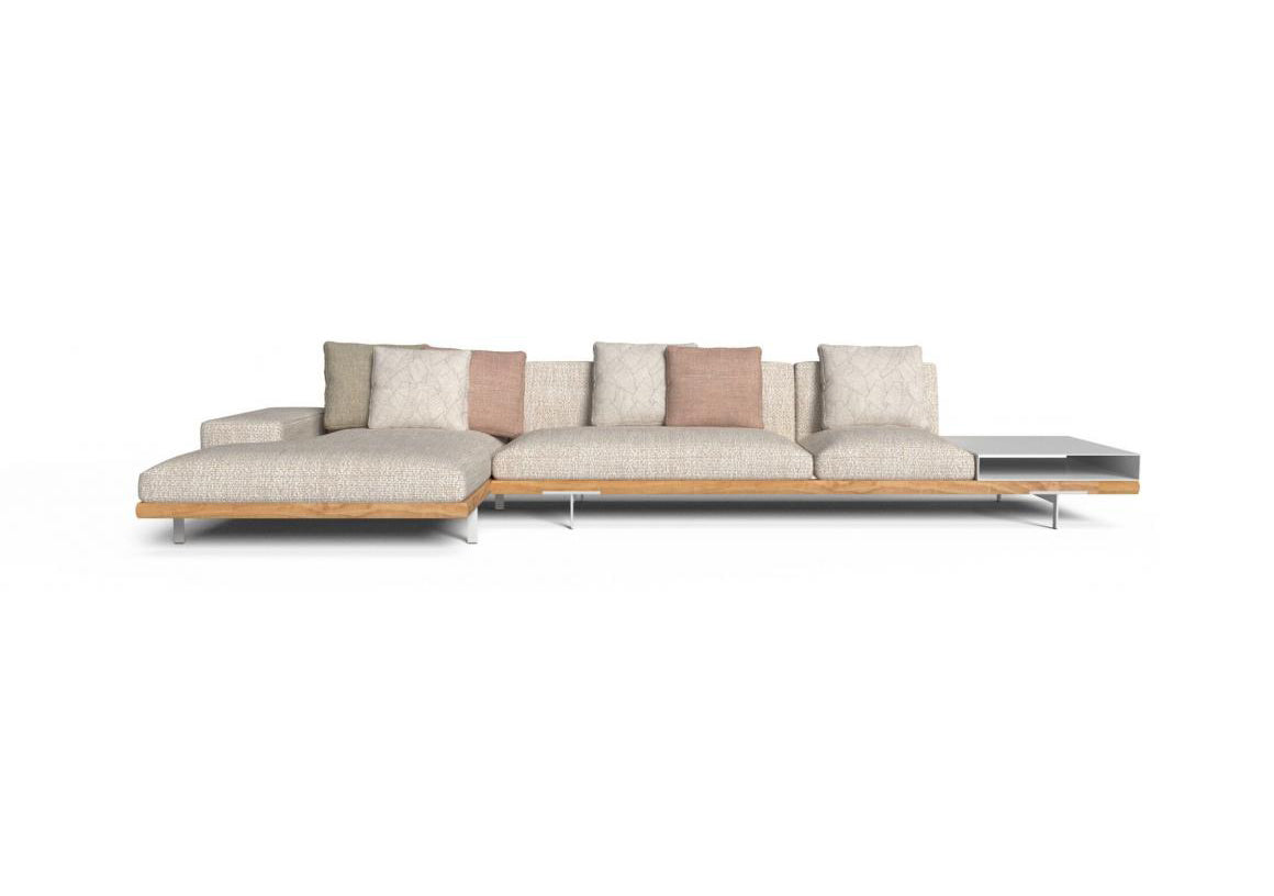 Finish - Natural Teak Frame Peach White Cushions