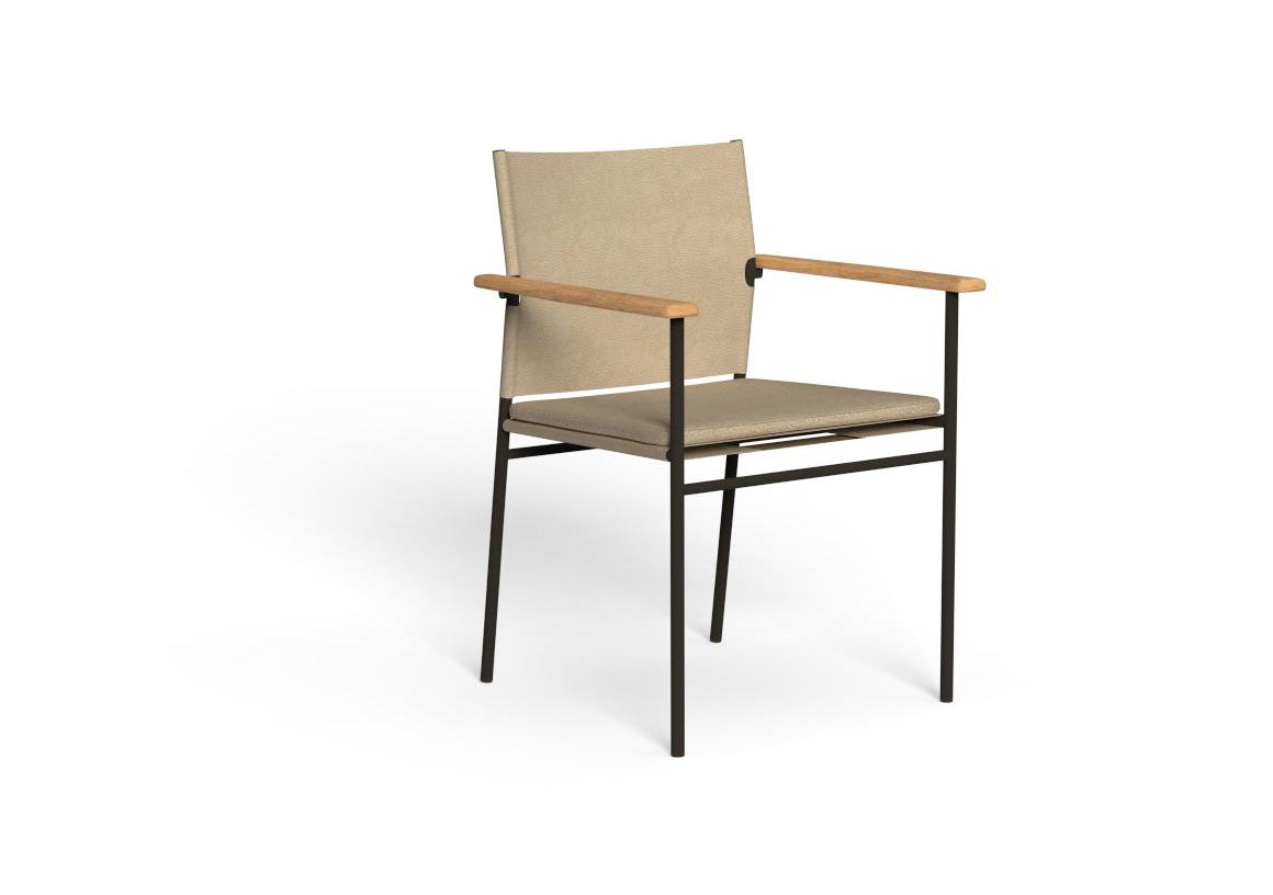 Finish - Mokka Frame Ivory Ecoleather Cushions Natural Teak Armrest