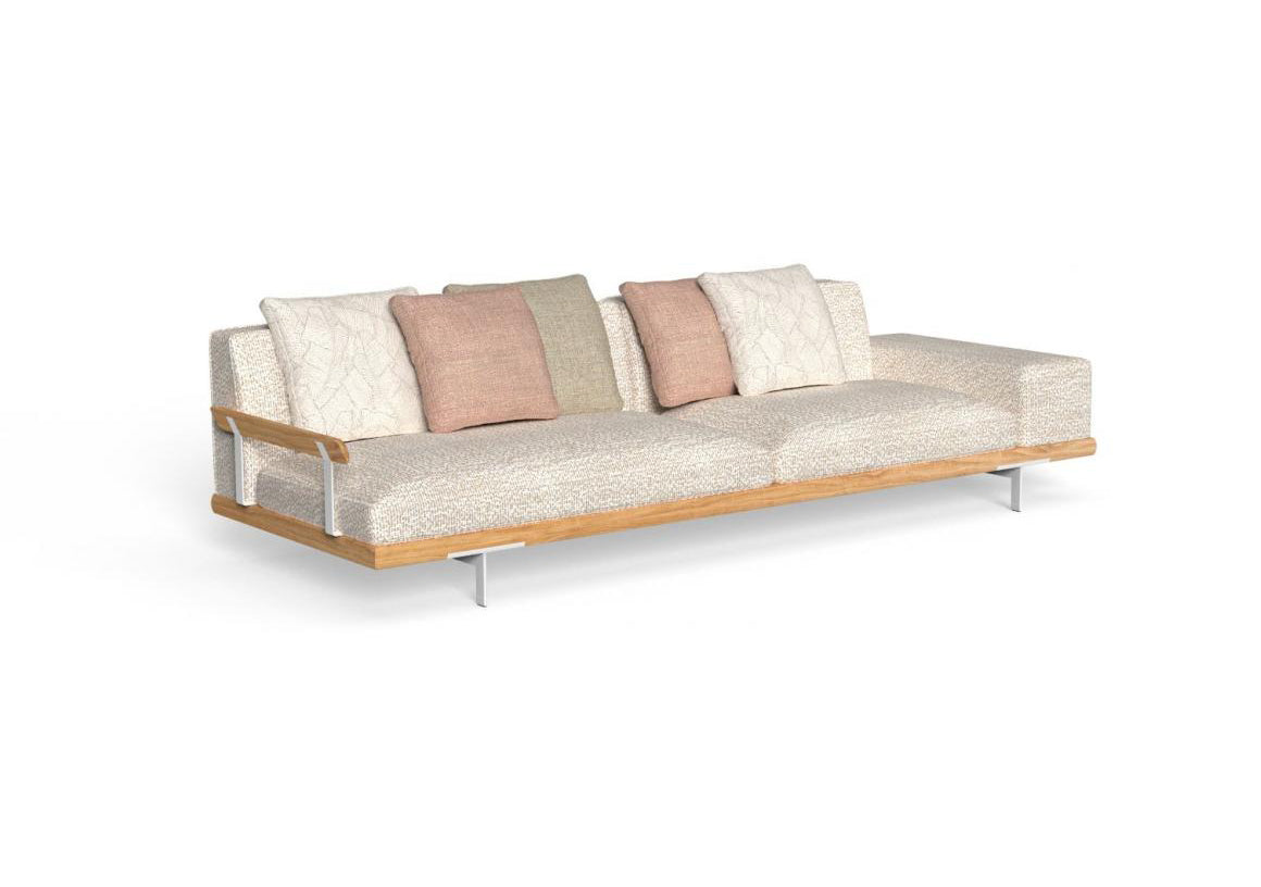 Finish - Natural Teak Frame Peach White Cushions