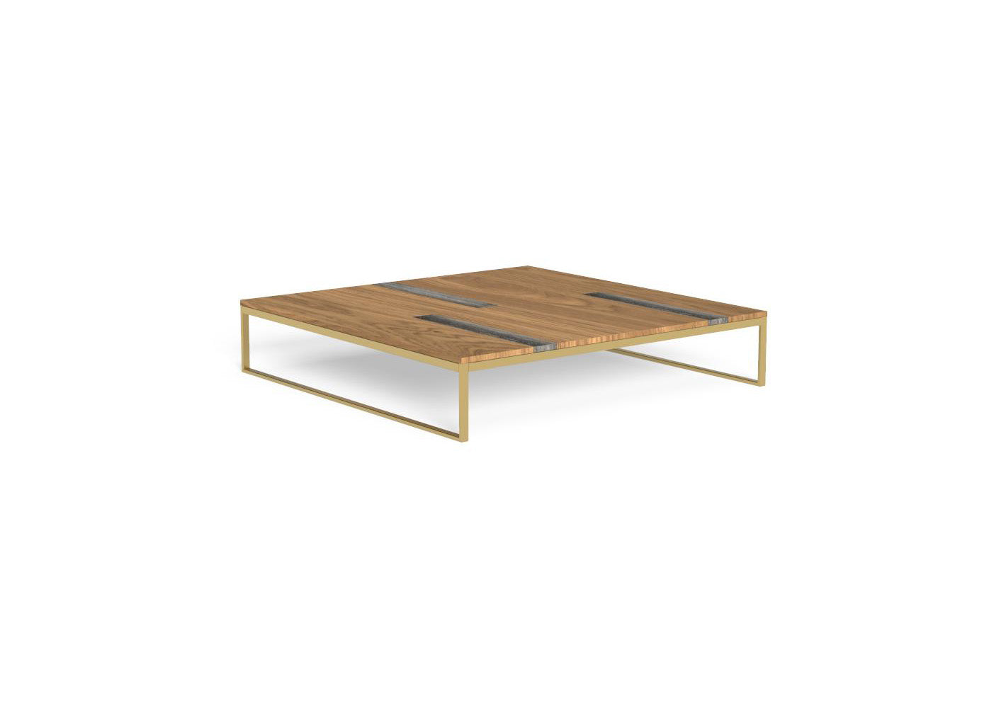 Finish - Gold Frame Iroko-Silver Travertine Top