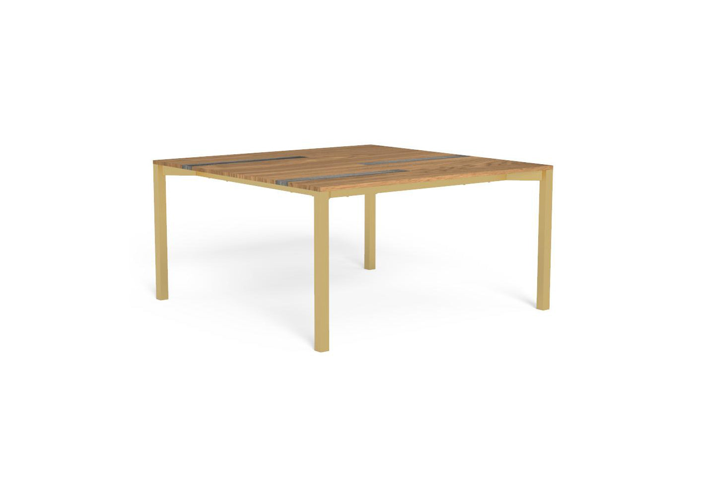 Finish - Gold Frame Iroko-Silver Travertine Top