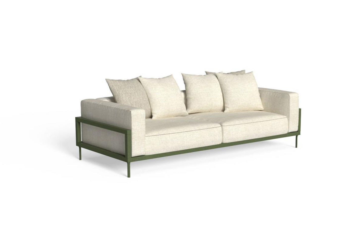 Finish - Reed Green Frame Warm White Cushions