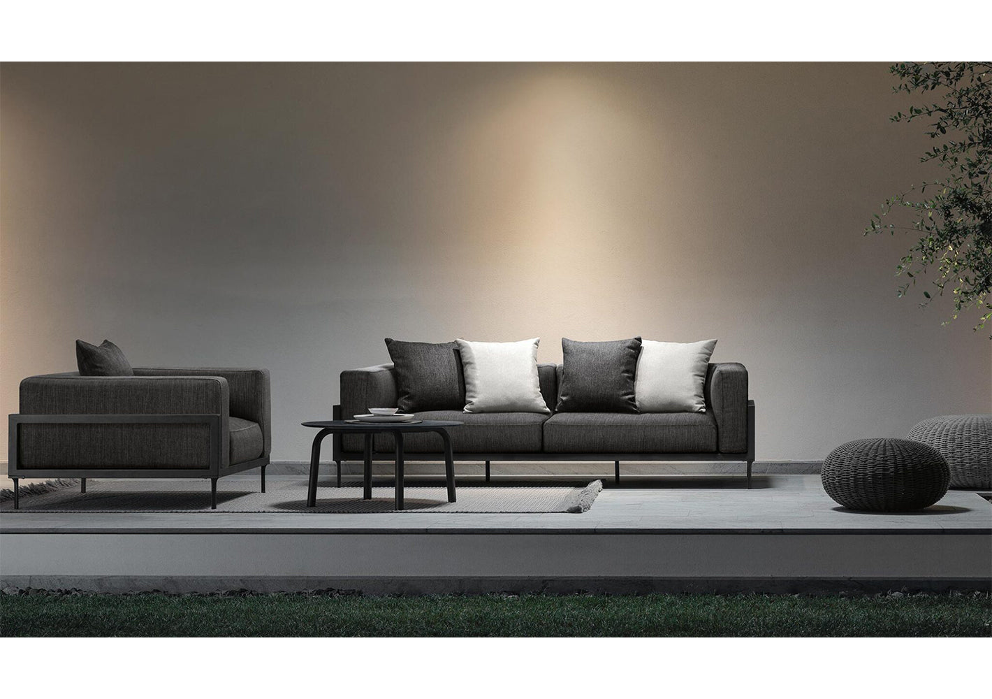 CleoSoft//Alu Three-seater Sofa