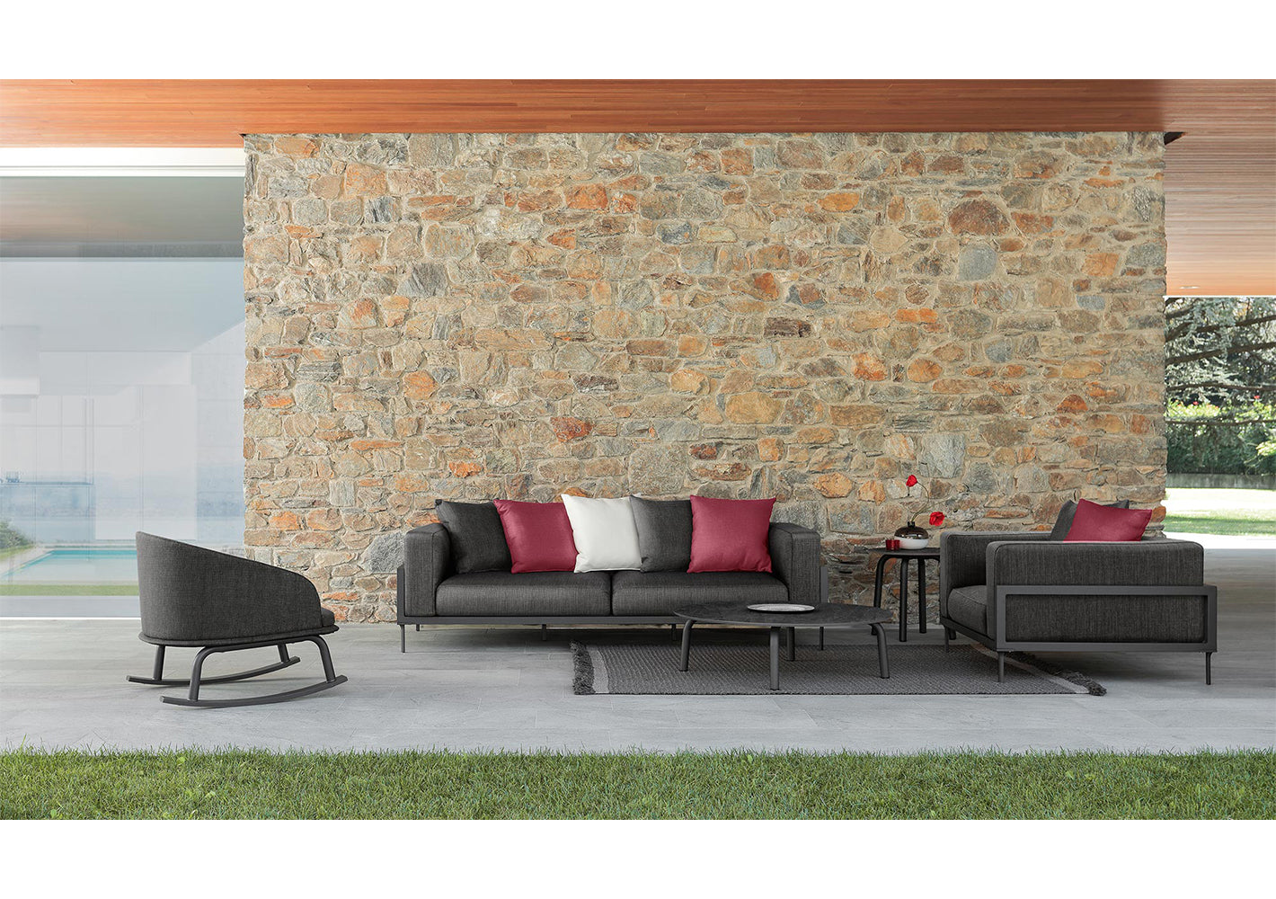 CleoSoft//Alu Three-seater Sofa
