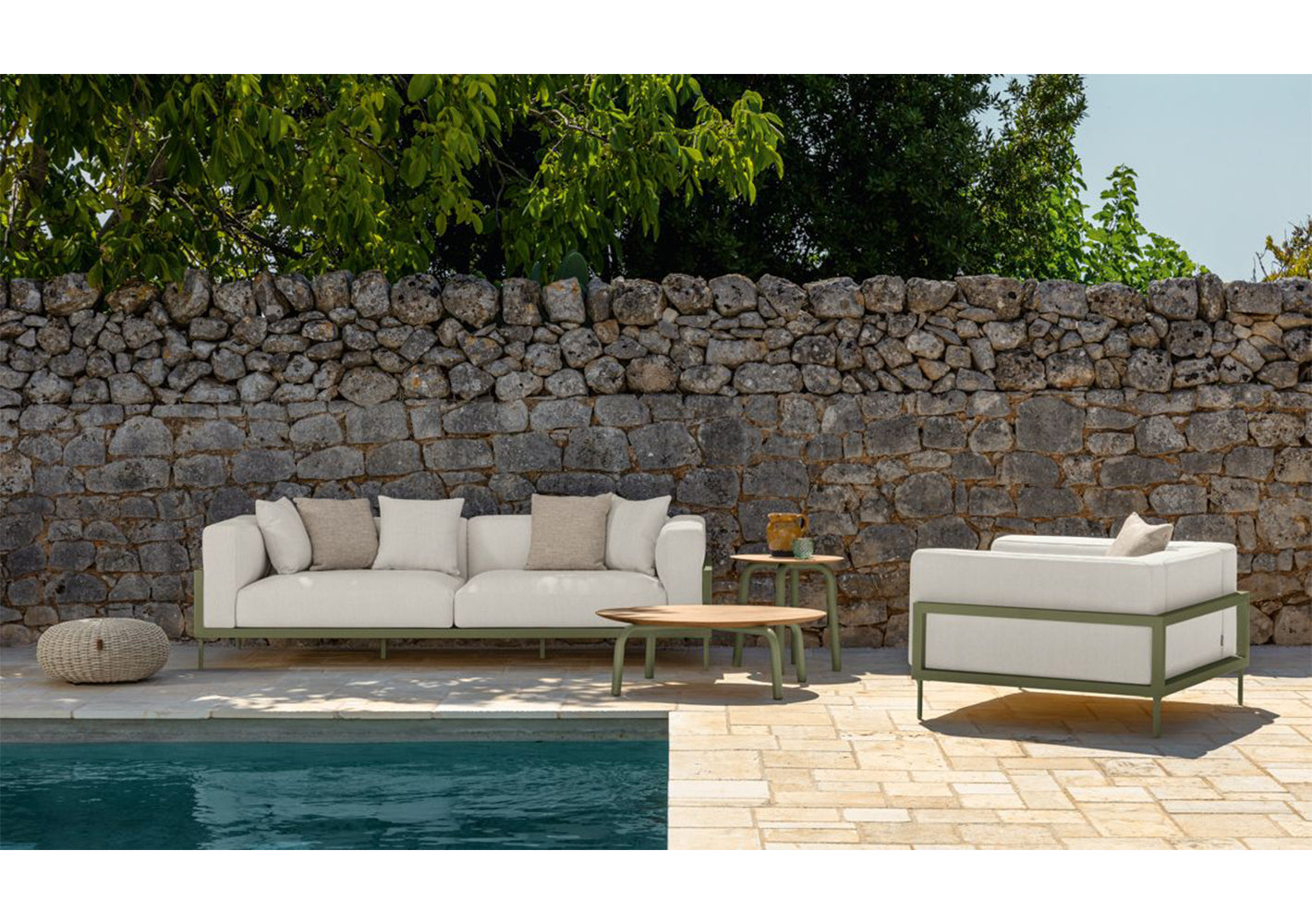 CleoSoft//Alu Three-seater Sofa
