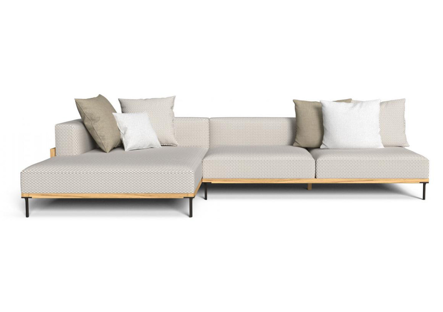 Finish - Natural Teak Frame White-Beige Cushions
