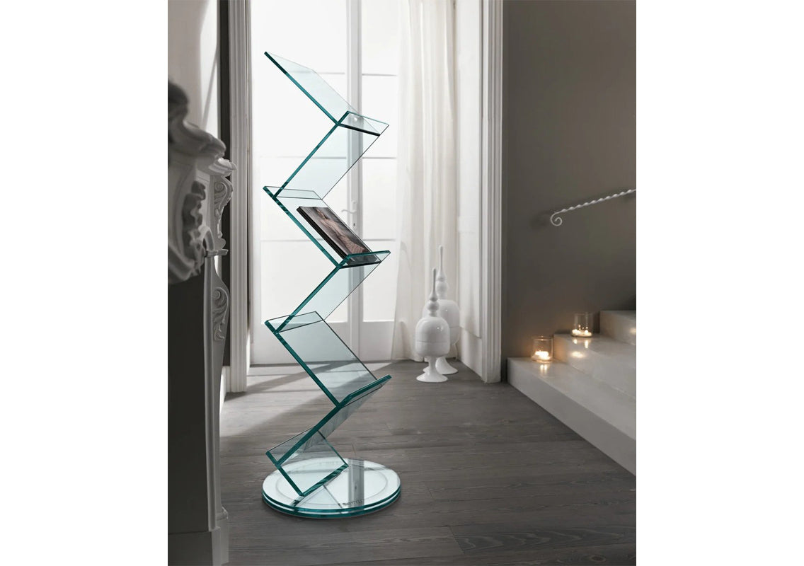 Albero Glass Bookcase with Revolving base