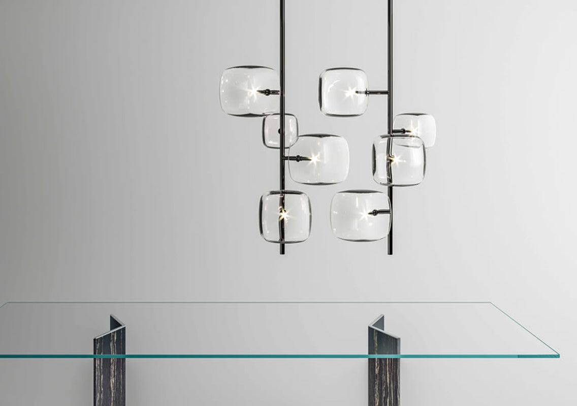 Hyperion Chandelier w/ 4 Glass Cubes