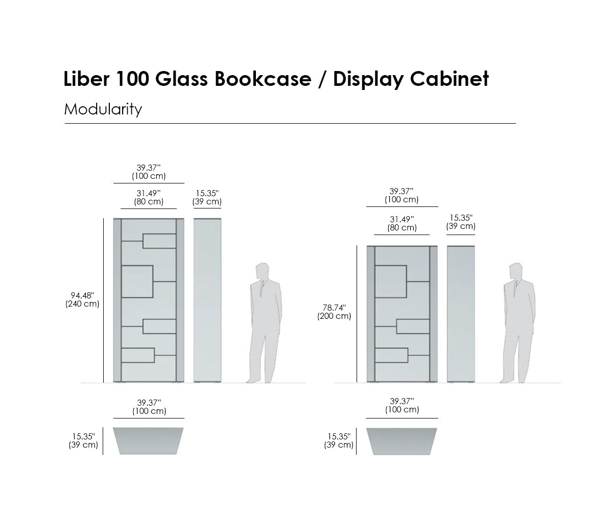 Liber 100 Slanted Sides Glass Bookcase/Display Cabinet