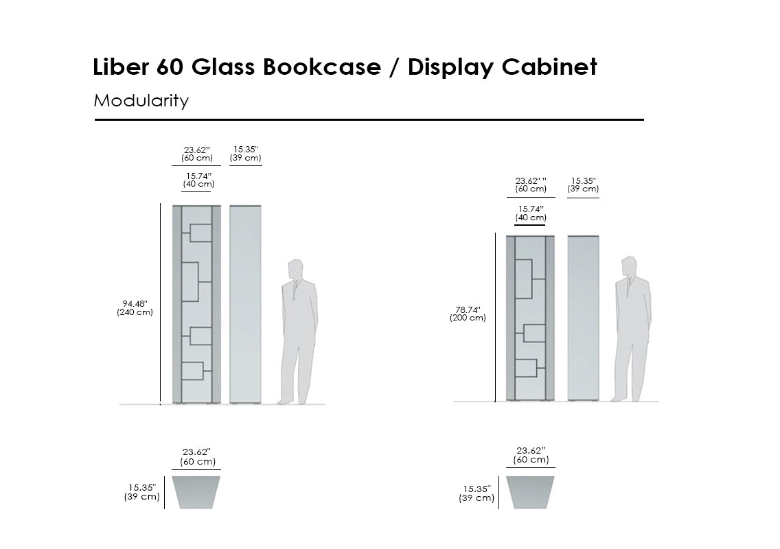 Liber 60 Slanted Sides Glass Bookcase/Display Cabinet