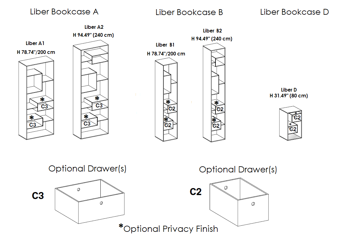 Liber Shelving Unit, Display Cabinet, Room Divider A-B-D