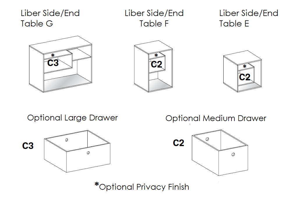 Liber Glass Side / End Tables E-F-G