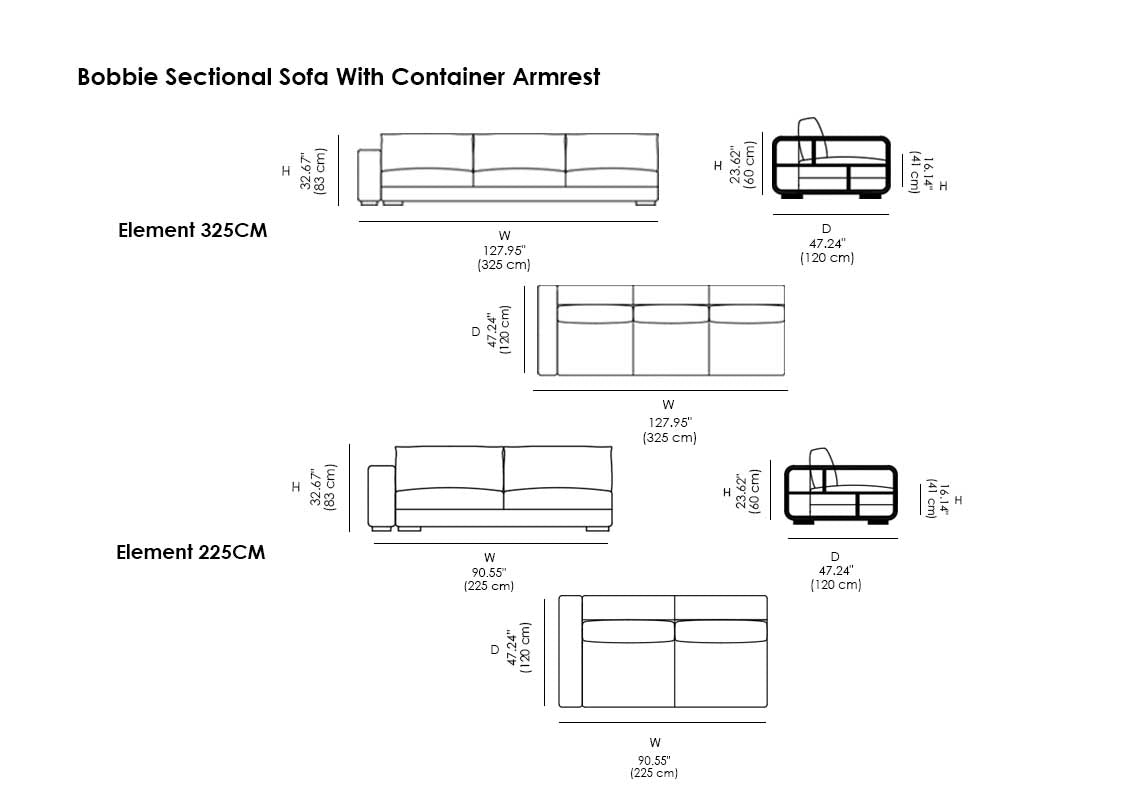 Bobbie Sectional Sofa With Container Armrest
