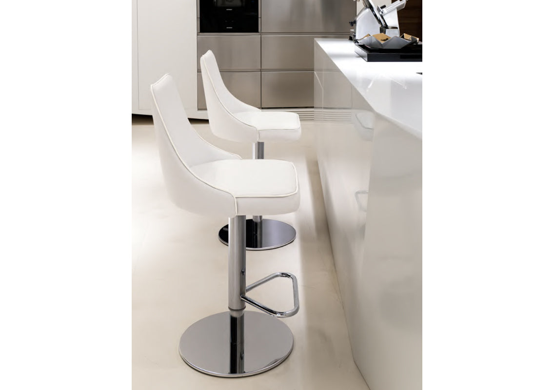 Clara Adjustable Height Bar Stool in White Premium Eco Leather (Quick Ship)