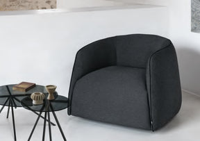 Kodi Swivel Armchair in Caviar Gourmet Fabric (Quick Ship)