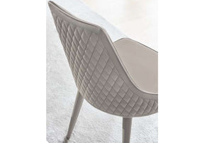 Clara Chair with Quilted Backrest in Grey Premium Eco Leather (Quick Ship)