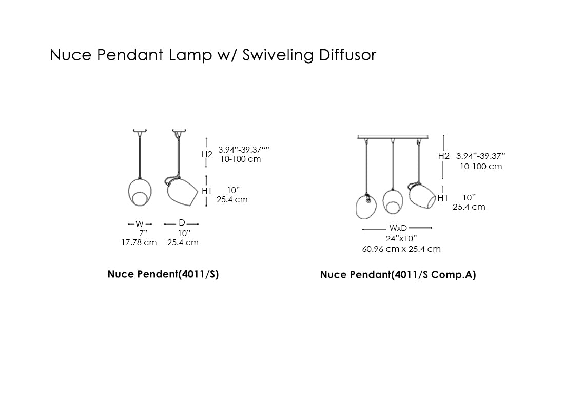 Nuce Pendant Lamp w/ Swiveling Diffusor