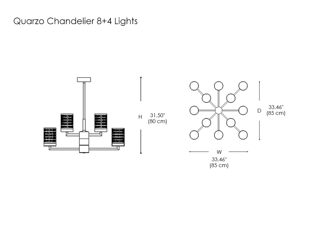 Quarzo Chandelier 8+4 Lights