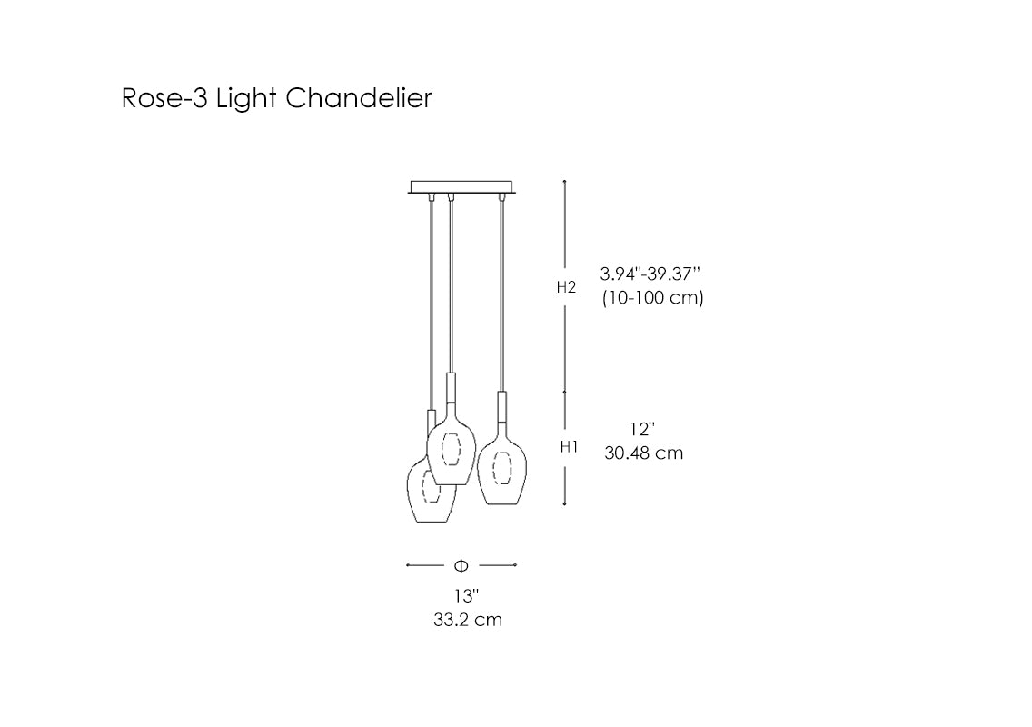 Rose 3-Light Chandelier