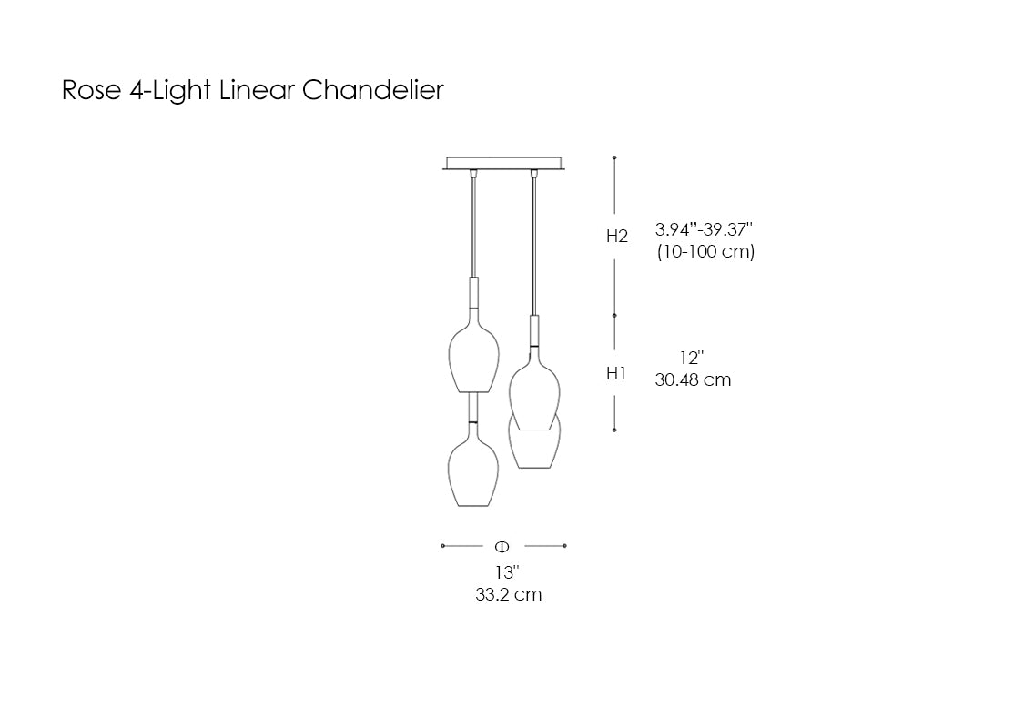 Rose 4-Light Linear Chandelier