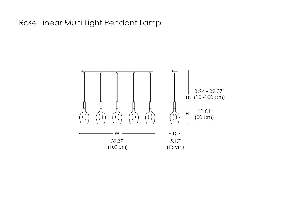 Rose Linear Multi Light Pendant Lamp