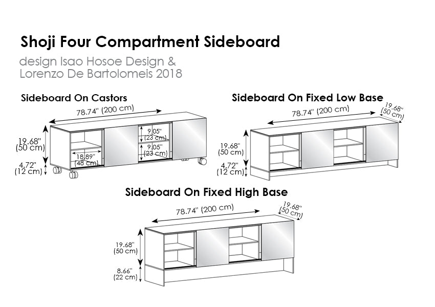 Shoji Four Compartment Sideboard