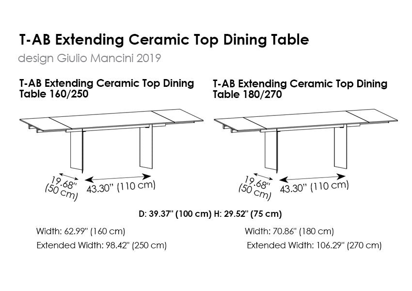T-AB Extending Ceramic Top Dining Table