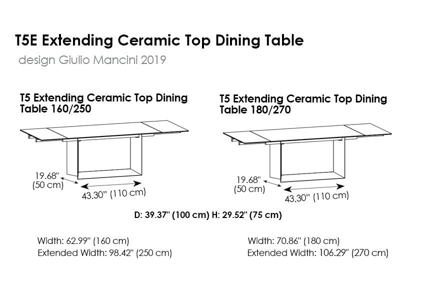 T5E Extending Ceramic Top Dining Table