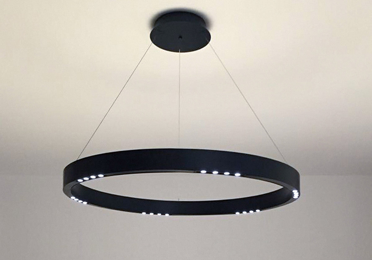 R2 S90 Flat Canopy In Black Suspended Lamp (Quick Ship)