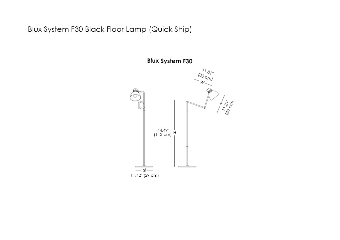 Blux System F30 Black Floor Lamp (Quick Ship)