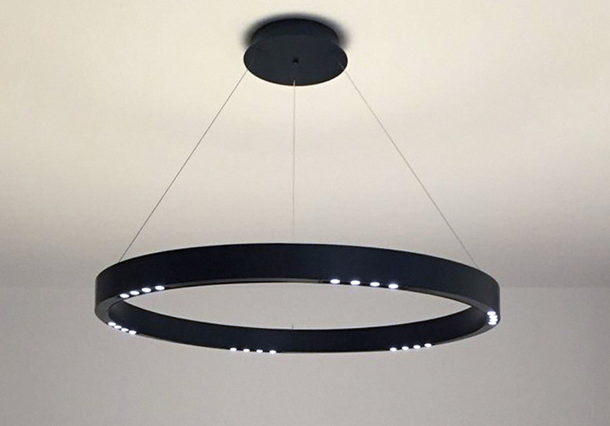 R2 S60 Flat Canopy In Black Suspended Lamp (Quick Ship)
