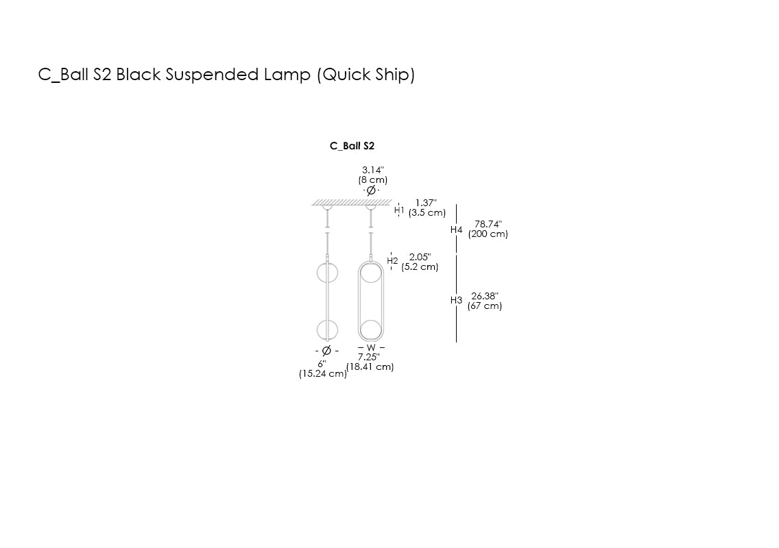 C_Ball S2 Black Suspended Lamp (Quick Ship)