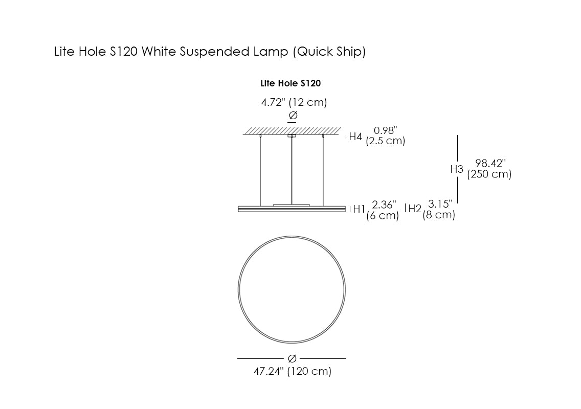 Lite Hole S120 White Suspended Lamp (Quick Ship)