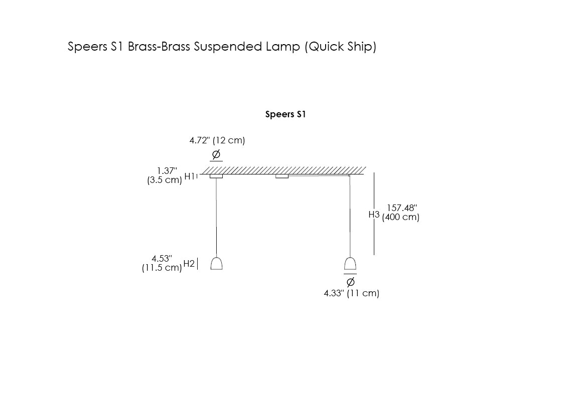 Speers S1 Brass-Brass Suspended Lamp (Quick Ship)
