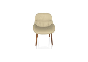 Amelie Wood Chair Beige Premium Eco-Leather (Quick Ship)