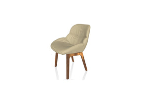 Amelie Wood Chair Beige Premium Eco-Leather (Quick Ship)