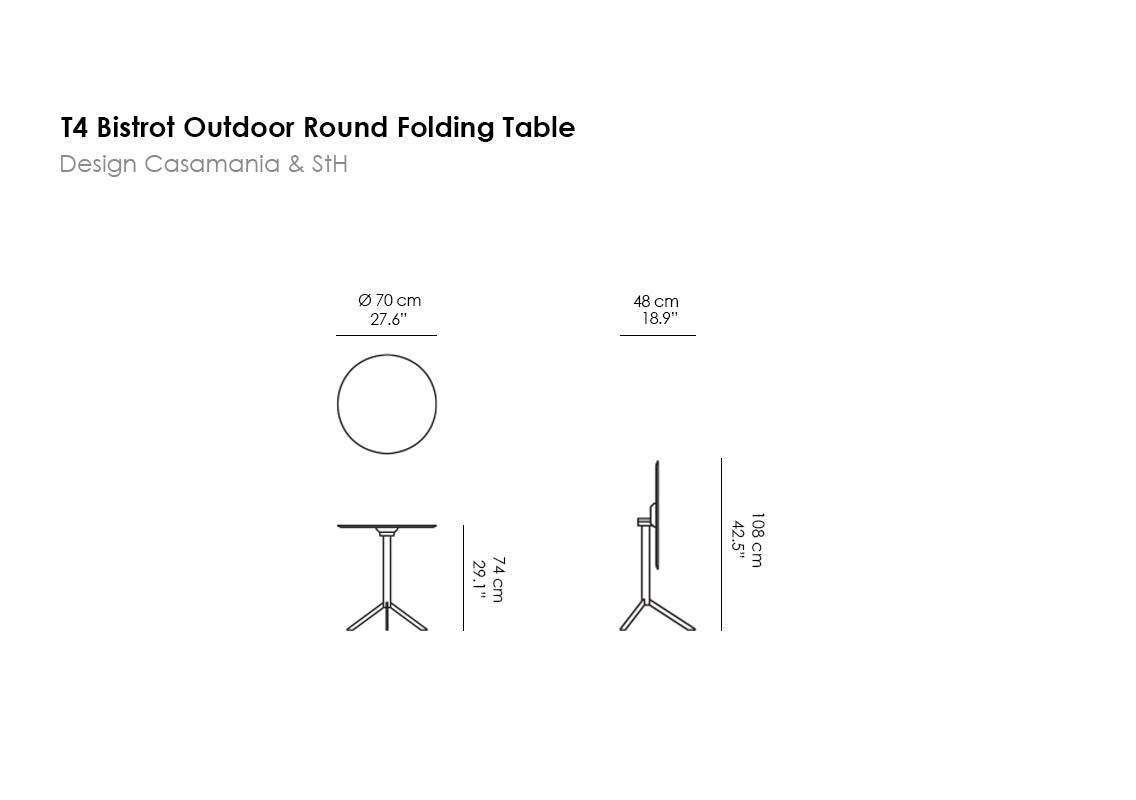 T4 Bistrot Outdoor Round Folding Table