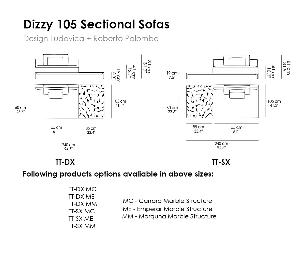 Dizzy 105 Sectional Sofas