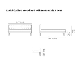 Ebridi Quilted Wood Bed. Removable Cover.
